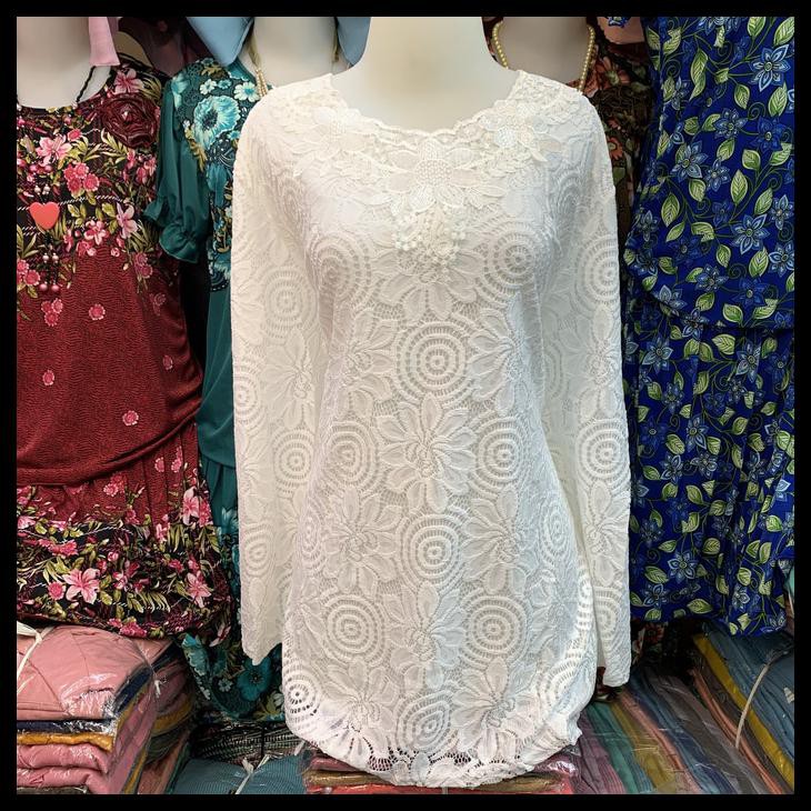 ATASAN BRUKAT BAJU BLOUSE BRUKAT IMPORT JUMBO XXL KHUSUS PUTIH