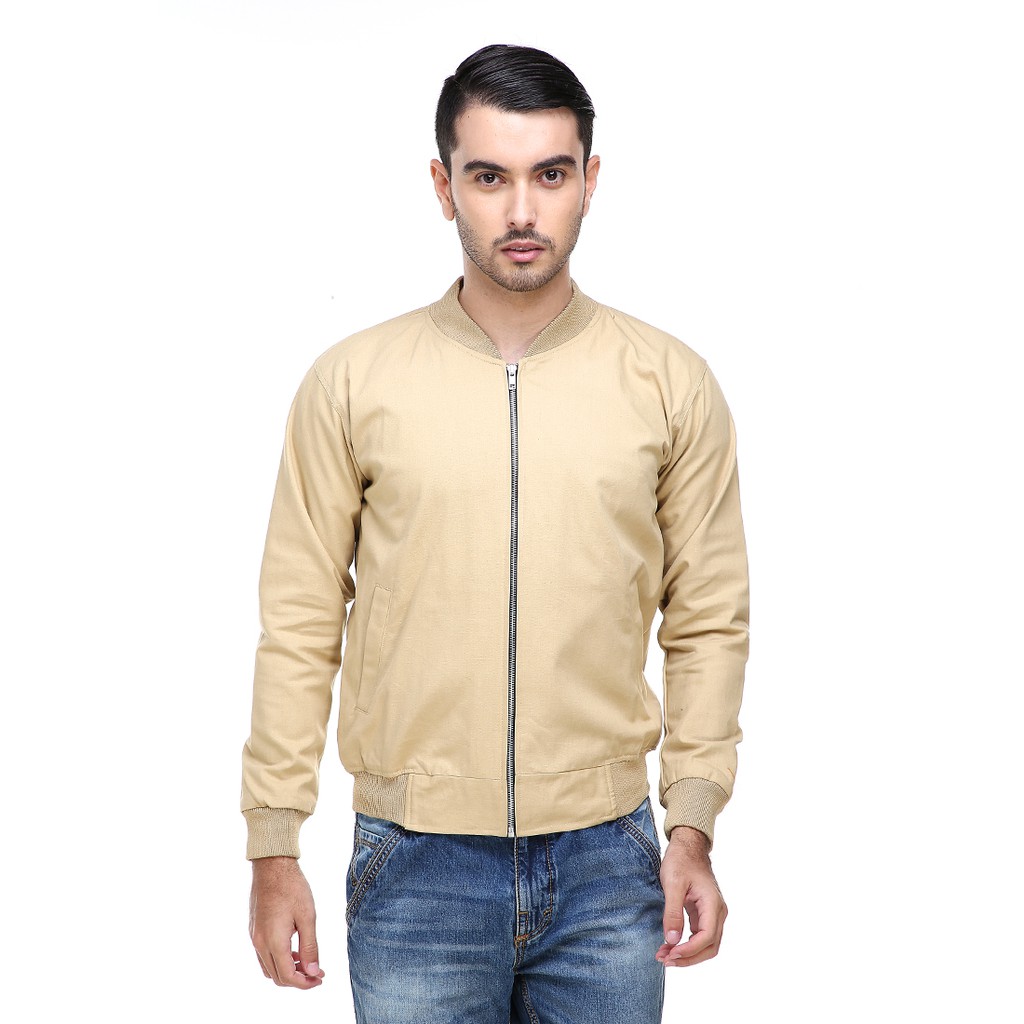 Hamlin Jeans Jaket Bomber Pria & Wanita Deluxe Jacket Material Canvas Baby Premium ORIGINAL -  Cream