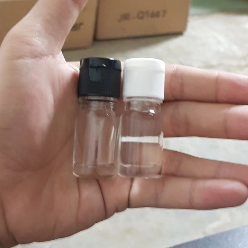 botol kaca 5ml bening tebal tutup fliptop