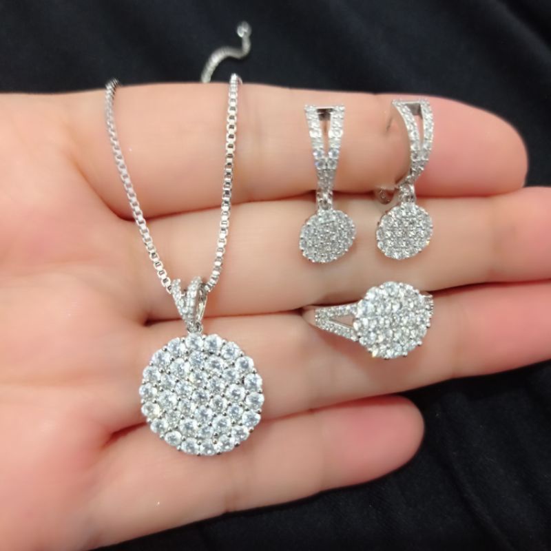GabrielleJewelry - Set Perhiasan Replika Berlian Lapis Emas Set Berlian Replika