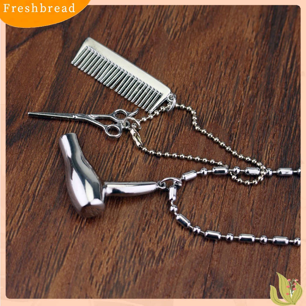 [TERLARIS]Unisex Hair Dryer Scissors Comb Pendant Chain Necklace Barber Kit Hairdresser Gift