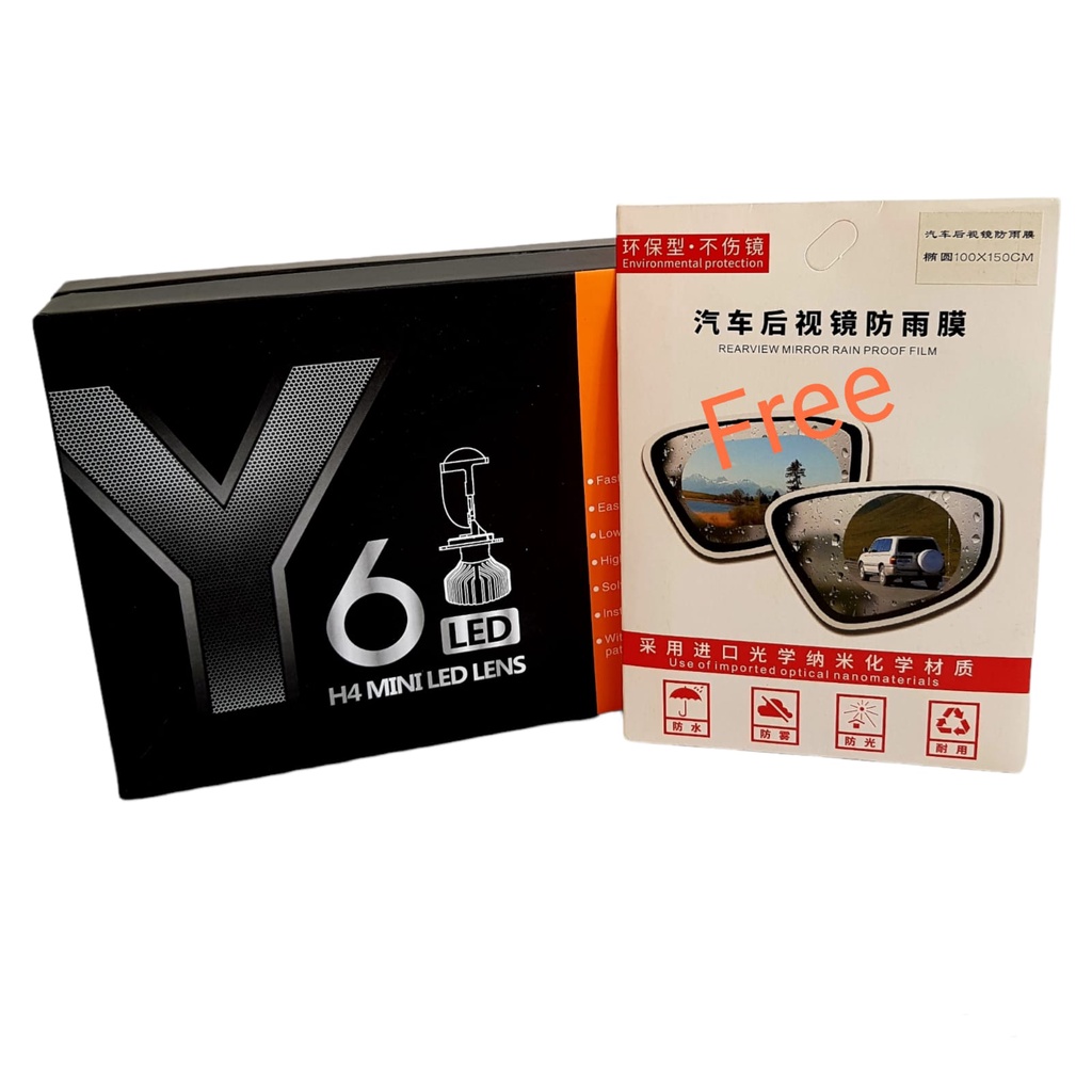 Lampu Led Y6 Mini Lensa Projector Headlamp Mobil H4 Hi Low Beam 6000K - Putih