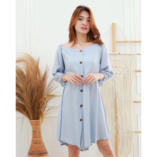 ERISKA DRESS - DRESS WANITA POLOSAN CASUAL