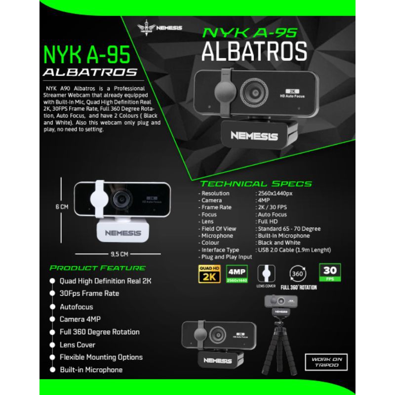 Webcam NYK A-95 Albatros QHD 2K