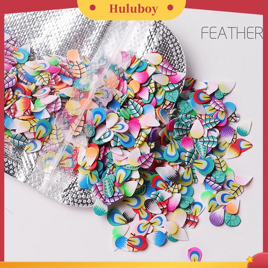 Huluboy Huluboy♡ 1000pcs / Set Potongan Kuku Bentuk Buah Dan Bulu Bahan Polymer Clay Untuk Nail Art Charms