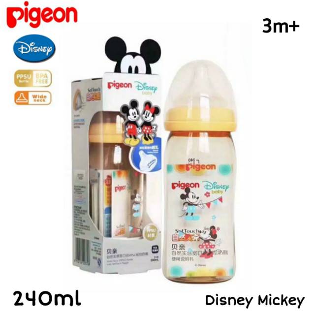 (ORANGE MICKEY 3m+) Pigeon PPSU 240ml Bottle Wideneck Disney Disnep