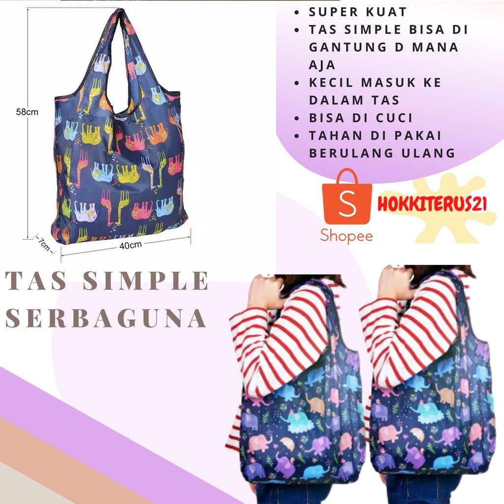 HOKKITERUS21 Tas Belanja lipat Simple Serbaguna