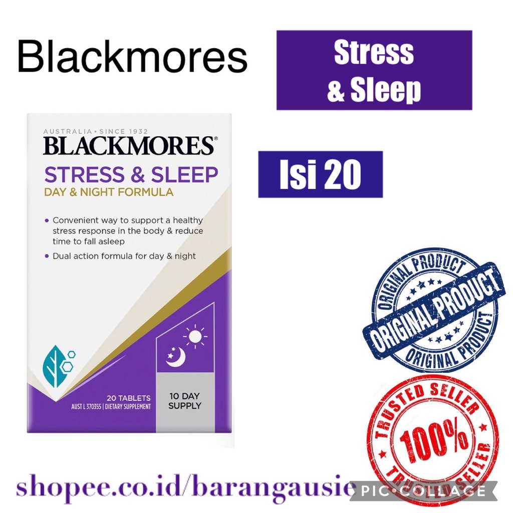 Jual Blackmores Stress + Sleep Support Vitamin B 20 Tablets | Shopee ...