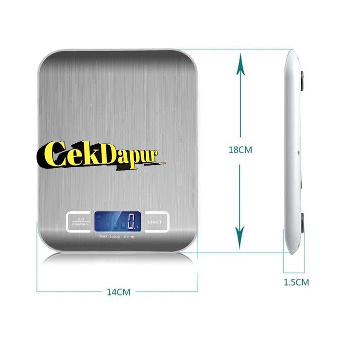 timbangan dapur premium stainless / timbangan kue 5 kg Kicwell / timbangan dapur serbaguna tebal