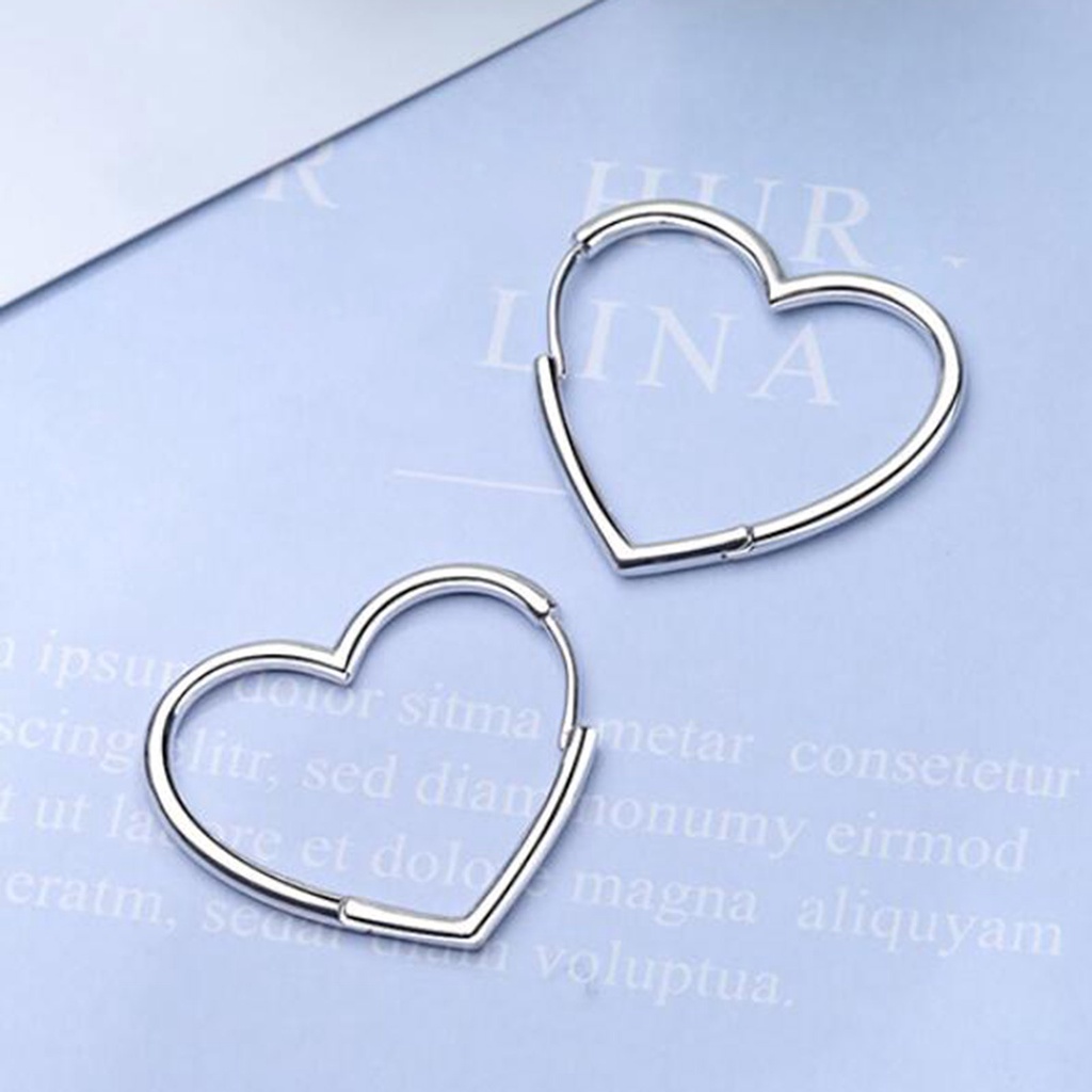 Hu Hu Hu Hu Hu Alat Bantu Pasang Kacamata♡ 1 Pasang Anting Hoop Bentuk Hati Bahan Tembaga Untuk Hadiah Ulang Tahun