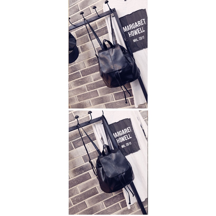 Tas Ransel Wanita Korean Style Fashion Tali Serut Backpack Women Kulit Sintetis Satu7an T260