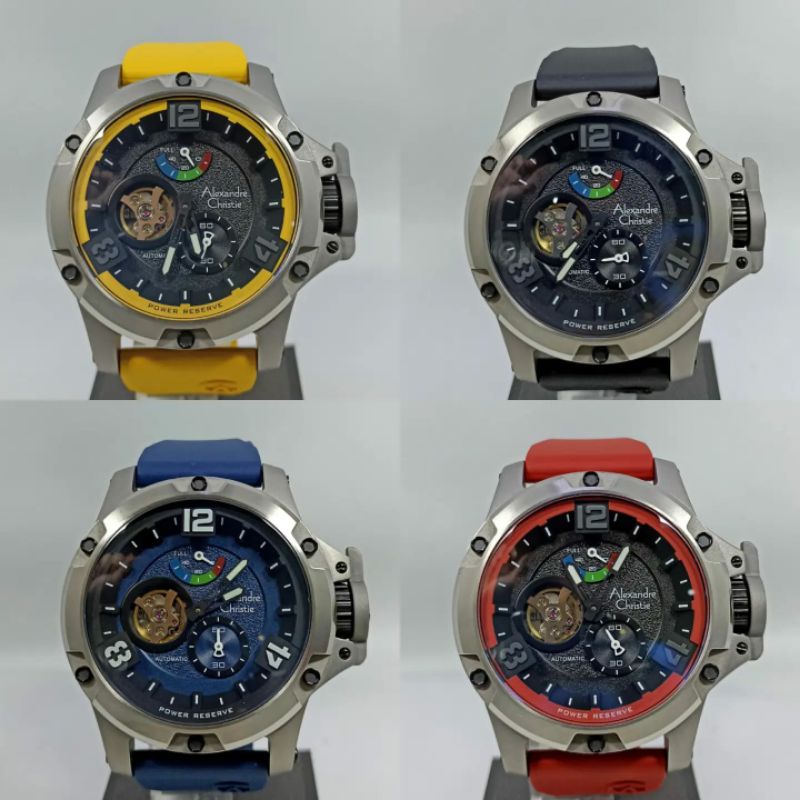 Jam Tangan Pria Automatic Alexandre Chtistie 6295 AC6295 AC 6295 Tali Karet / Rubber