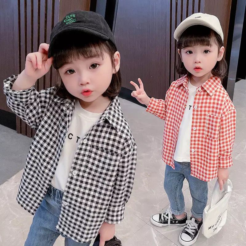 [kid yuki OT] kemeja anak unisex katun kotak varian warna