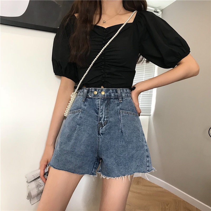 CELANA PENDEK JEANS FASHION  DENIM WANITA HOT PANTS KOREA HIGHWAIST JEANS DENIM REMAJA DAN DEWASA WANITA KOREA UMUR 14-30 FASHION