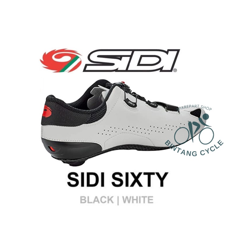 Sepatu Cleat Sidi SIXTY Road Shoes BLACK WHITE -Sepatu Cleat Road Bike