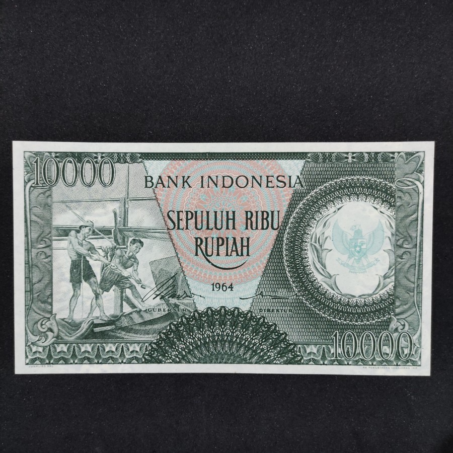 Uang Kuno 10000 Rupiah Seri Pekerja wm Garuda 1964 Seri X UNC RARE