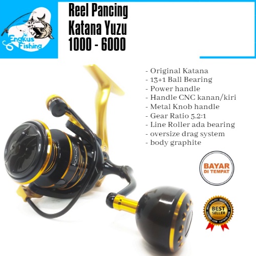 Reel Pancing Katana Yuzu 4000 (13+1Bearing) Power Handle Murah - Engkus Fishing