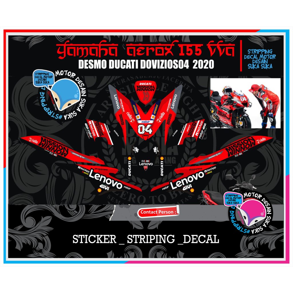 DECAL YAMAHA AEROX FULL BODY DECAL AEROX 155 DUCATI