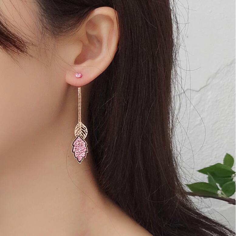 925 perak leaf-shapepd stud anting-anting wanita sederhana dingin anting-anting aksesoris baru trend