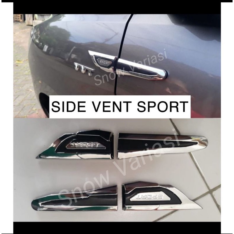 Side Vent Universal Air Flow Sporty Sport Hitam Kombinasi Chrome