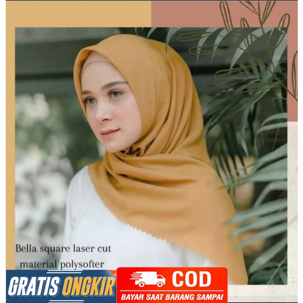 JILBAB SEGI EMPAT BELLA SQUARE LASER CUT DAN JAHIT TEPI GRADE A