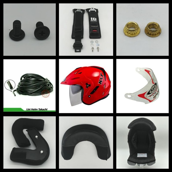 Sparepart Untuk Helm KYT Venom RR2 -Baut/Mur/Bantalan Leher/Tali Helm/Busa Pipi/Jaring Helm