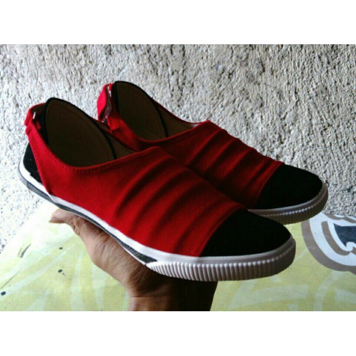 KETS WANITA BI117 KETS LUCU WARNA MERAH KOMBINASI HITAM TERLARIS