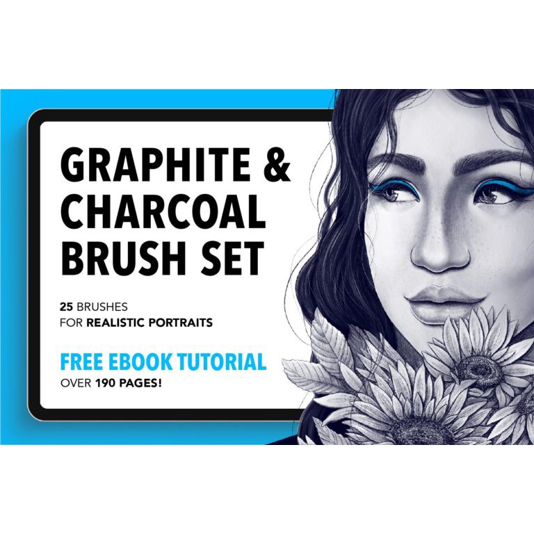 Procreate Brush - Digital Portrait Brushes for Procreate with eBook &amp; Practice Sheets