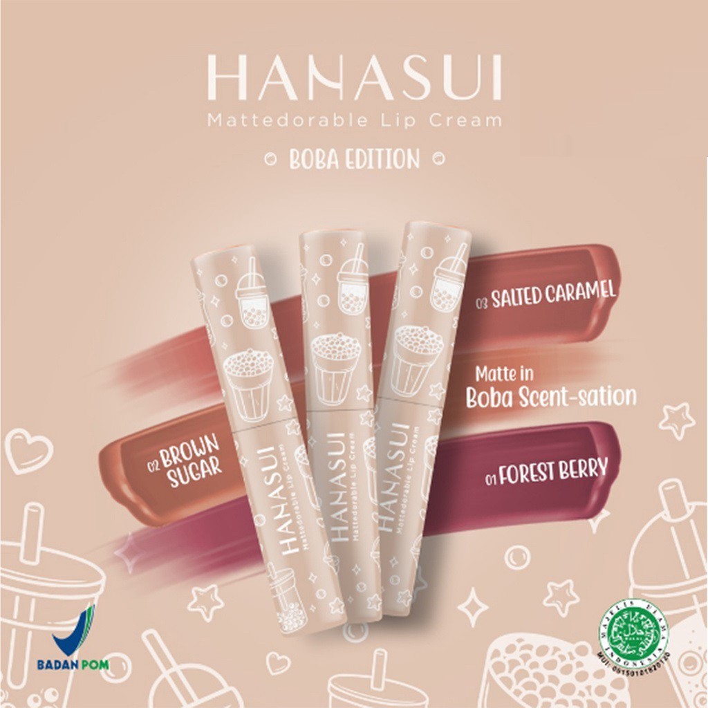 DOMMO - D8066 HANASUI MATTEDORABLE LIPCREAM/ hanasui mattedorable lipcream boba edition