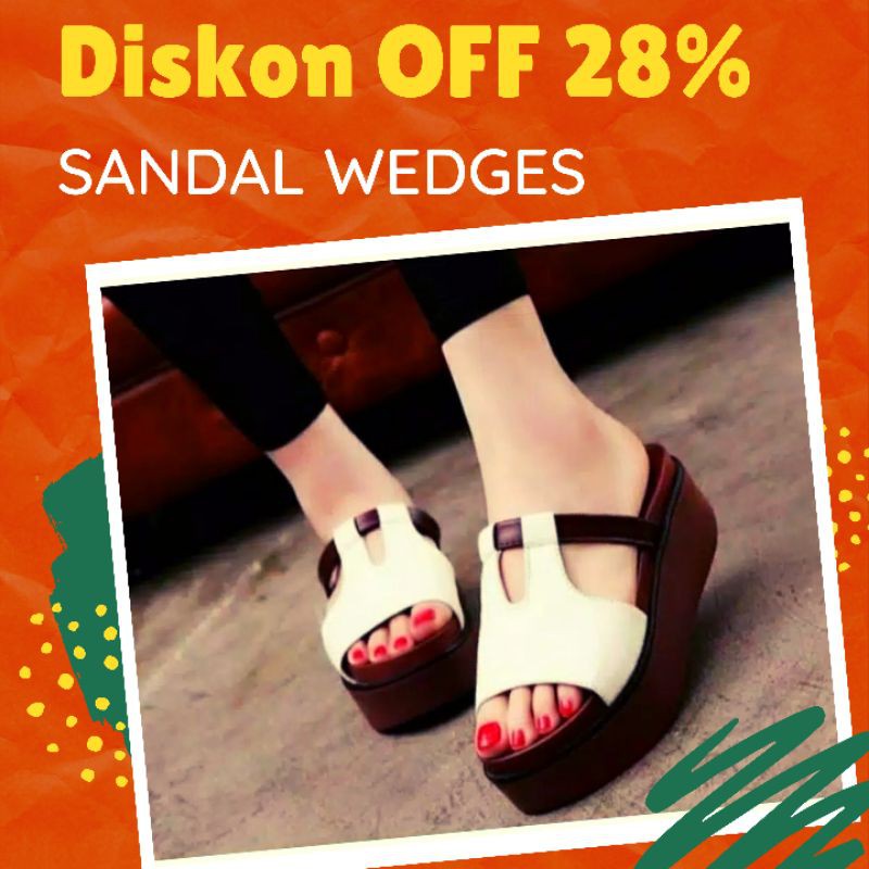 Sandal wedges putih, Sandal wanita, Sandal cewe, Sandal santai, Sandal mall