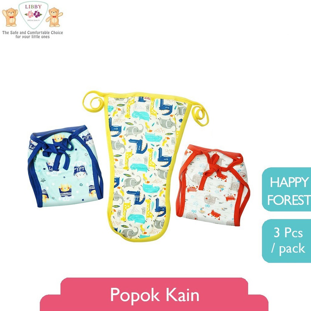 Popok Bayi Tali Kain Libby Motif Terbaru Happy Forest  isi 3pcs