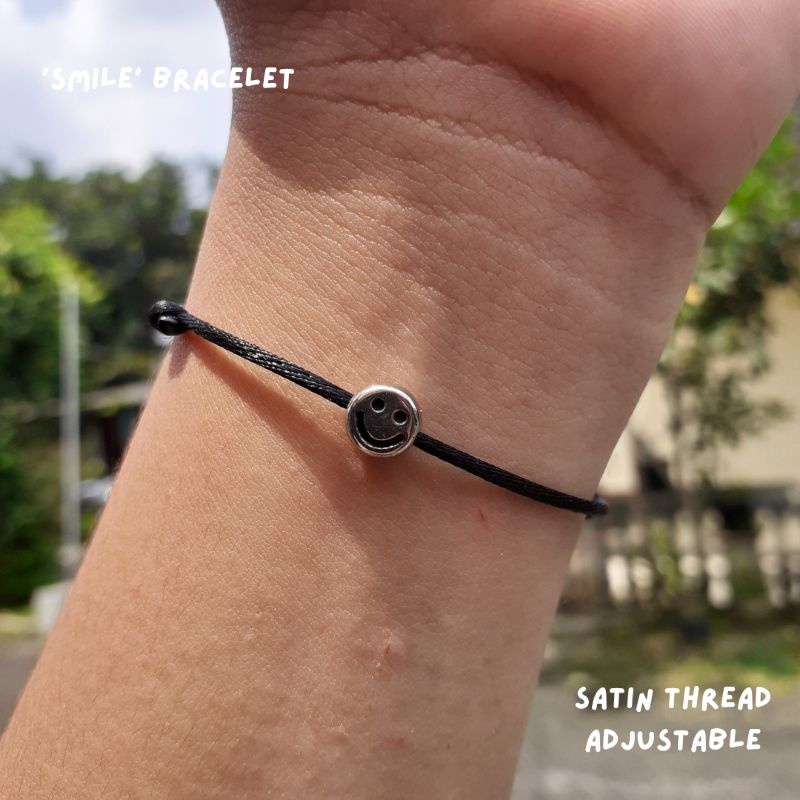 'Smile' bracelet by haengboghan | Gelang tali hitam handmade | Gelang Couple