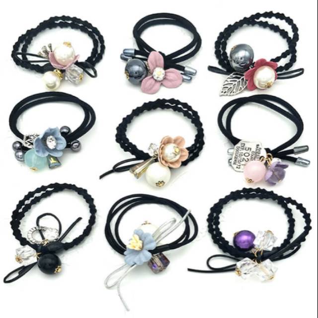 Megasari, ikatan rambut motif bunga ikatan gelang rambut ikatan rambut gelang rambut import