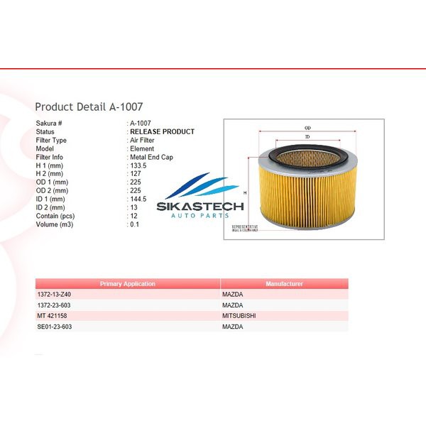 Filter Udara Colt Diesel PS100 PS120 T210 Sakura A-1007