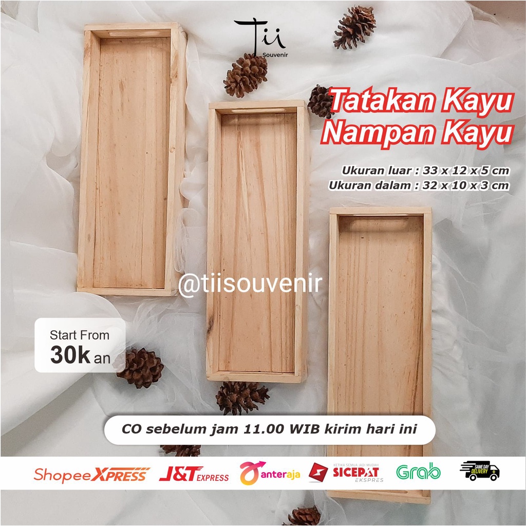 Tatakan Kayu Nampan Kayu untuk Gelas Toples Foto Produk