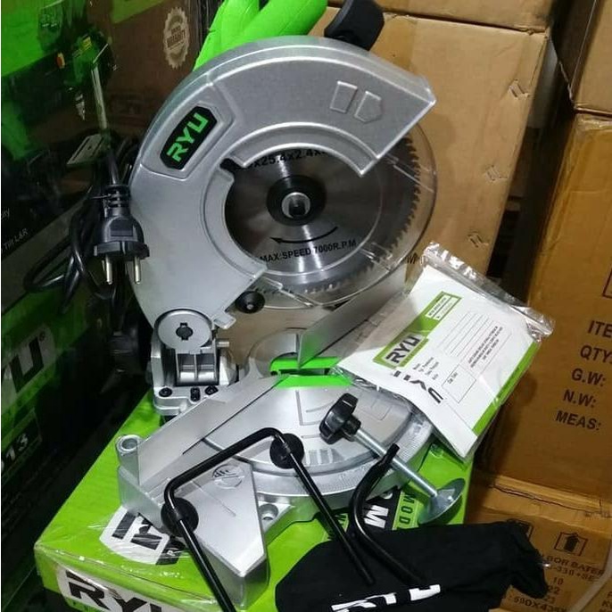 RYU RMS 180 Mesin Potong Alumunium Kayu Miter Saw 7 inch Mesin Potong Gergaji Aluminium / Miter Saw 7&quot; inch 7Inch Mitter Saw Mittre Saw MURAH ORIGINAL BERGARANSI