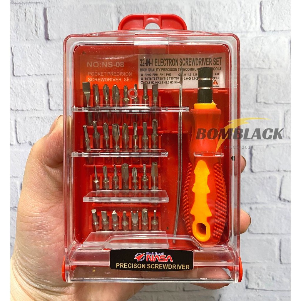 Obeng Set 32 in 1 + Pinset Obeng HP Kacamata Laptop PC Elektronik NASA