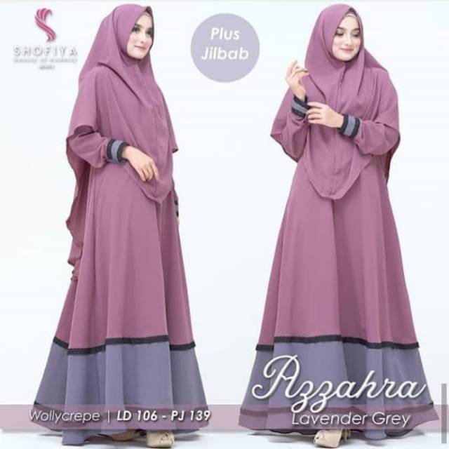 Azzahra Gamis dan Hijab Pashmina set Harga Murah
