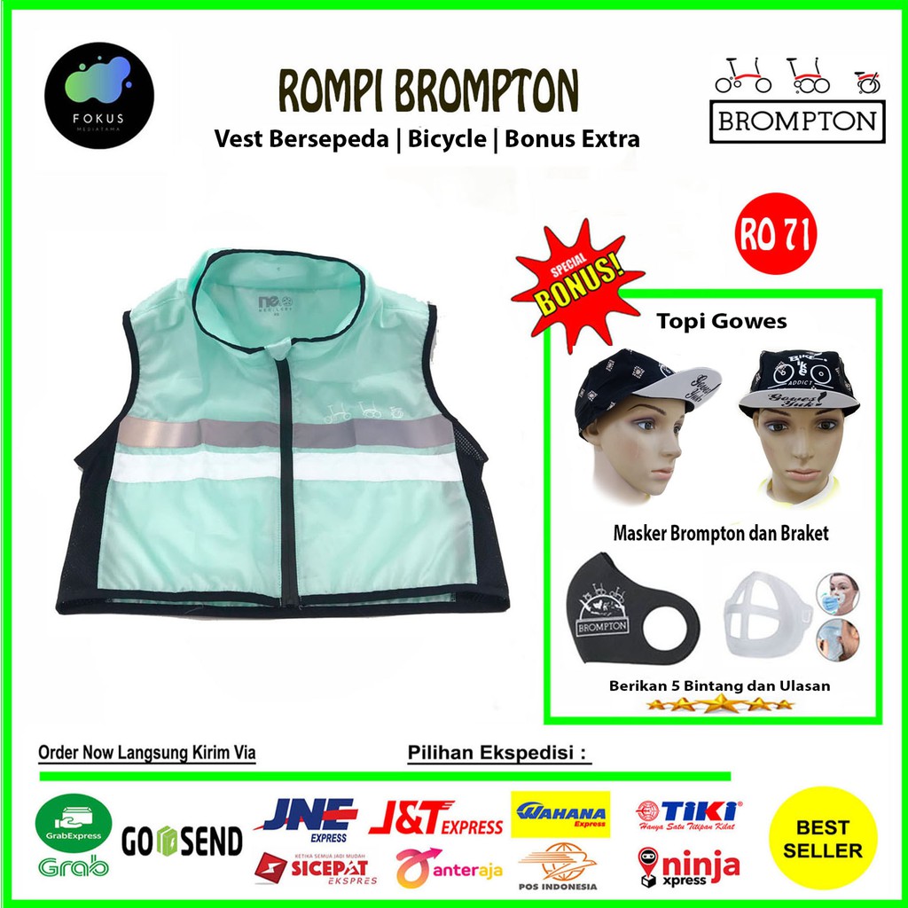 Rompi Sepeda Vest Brompton Olahraga Windbreaker Setengah Badan Unisex