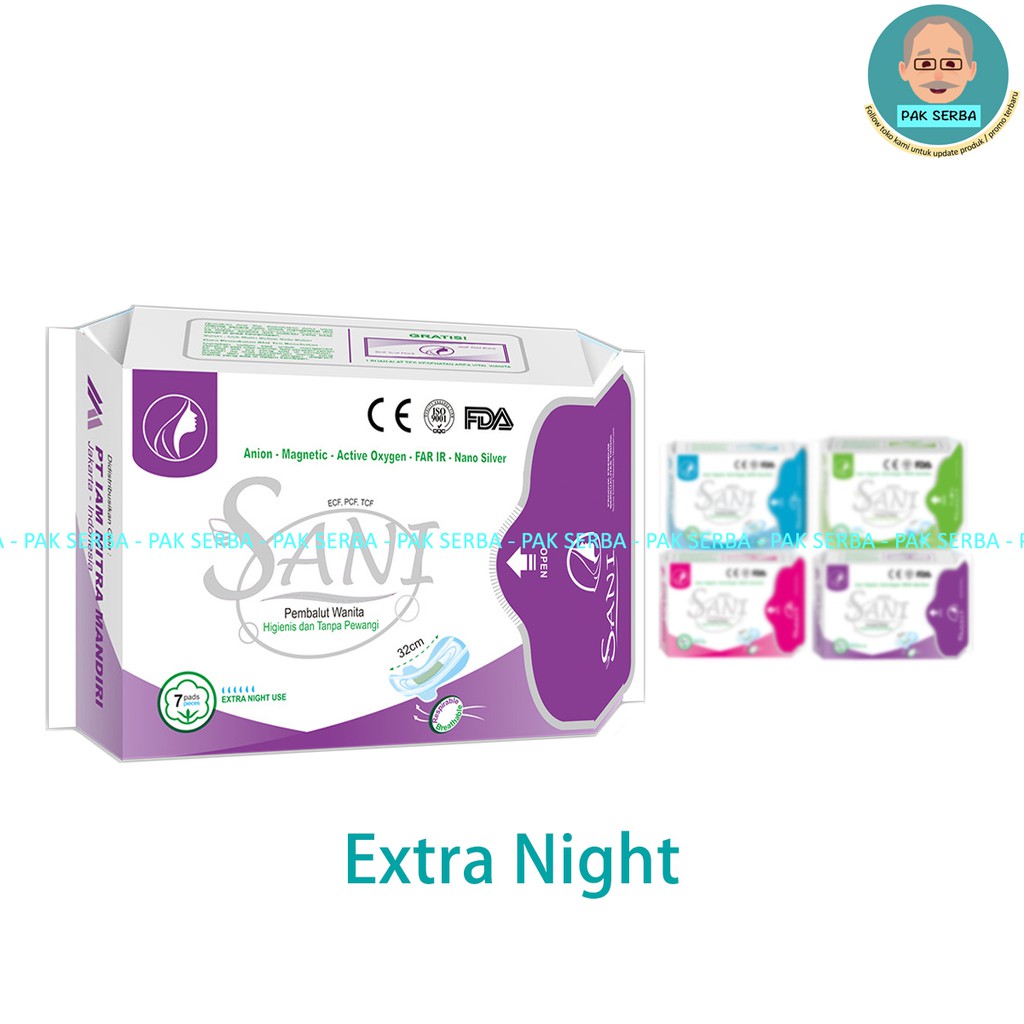 Sani / Pembalut Wanita / PANTYLINER DAY NIGHT EXTRA NIGHT