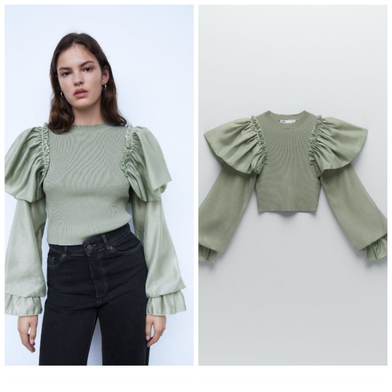Ready  ZARA sweater with Ruffle size L