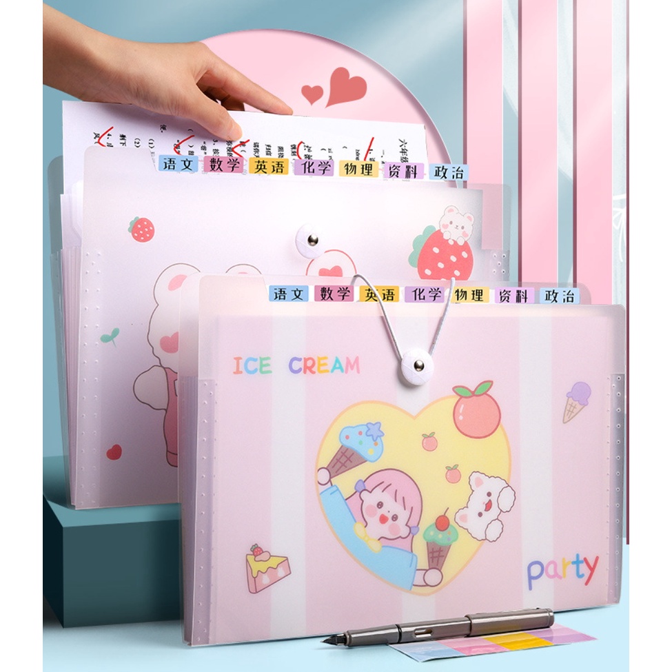 

[LOGU] Organizer kertas stationery, Map kertas, Dokumen Keeper 8 slot, Folder Map