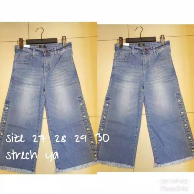 VJ KULOT JEANS KANCING SAMPING BIRU MUDA