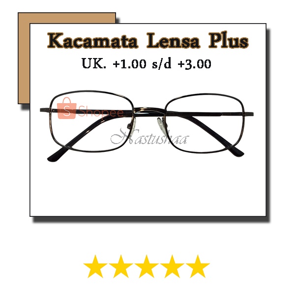 Kacamata Baca Plus (+) Uk. +1.00 s/d +3.00 Unisex Rabun Dekat Frame Besi Pria/Wanita Murah NO CASE