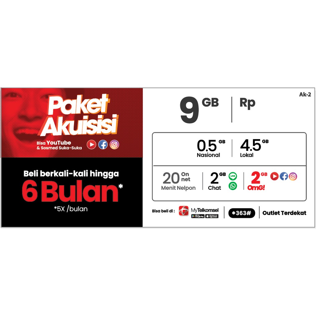 Kartu Perdana Internet Telkomsel 9GB
