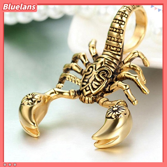 Bluelans Kalung Tali Kulit Imitasi Liontin Kalajengking Scorpion Gaya Vintage Punk Untuk Pria