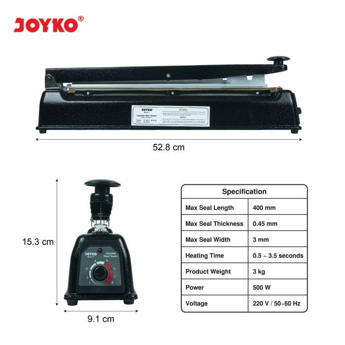 impulse heat sealer joyko 40 cm Mesin Alat Segel Makanan besi IS-917