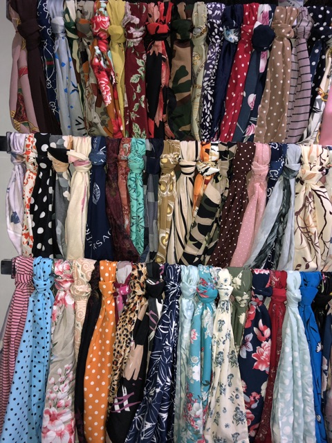 100pc Syal Motif Wanita Leher Fashion Chiffon Batik Syall Neckscarf Polos