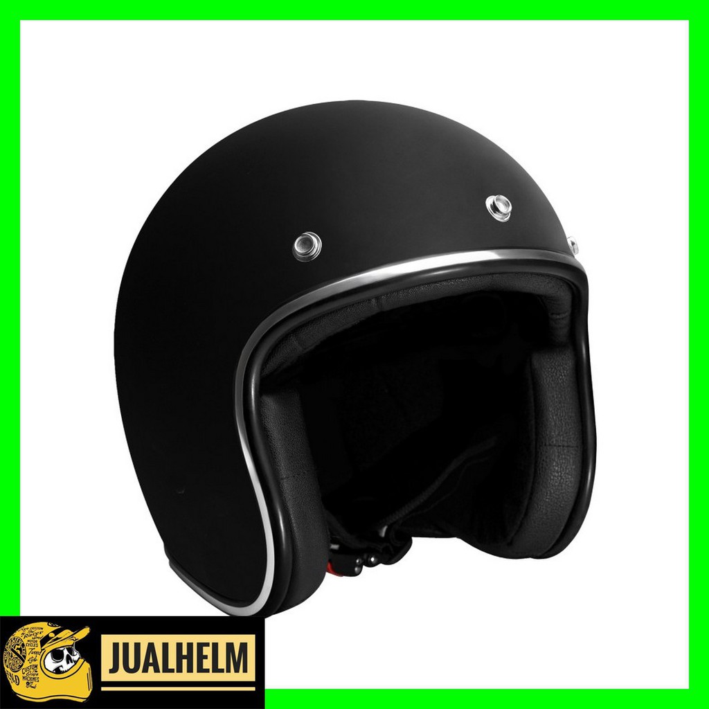 HELM RETRO ZULU OSIRIS BLACK DOFF CHROME ( Half Face / Vintage / Simpson / Klasik )