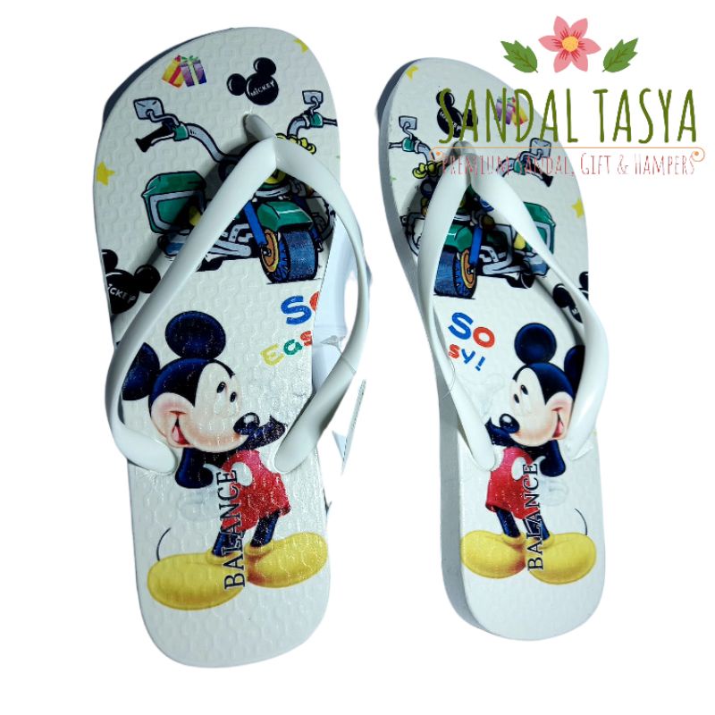 Sandal Jepit Jelly Wanita Import Balance 122-1 Original Flat Korea Karet Teplek Anak Remaja Perempuan Karakter Mickey Lucu Terbaru